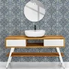 Mobile Bagno in Teak Naturale con Cassetti Bianchi in Mogano - Hamadou