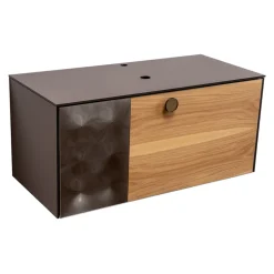 Mobile Bagno Sospeso 100 cm in Vetro 8 mm Temperato e Rovere Europeo - Excelsior