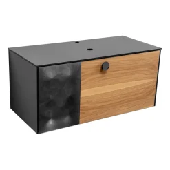 Mobile Bagno Sospeso 100 cm in Vetro 8 mm Temperato e Rovere Europeo - Excelsior