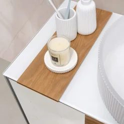 Mobile Bagno Sospeso 100 cm in Vetro 8 mm Temperato e Rovere Europeo - Excelsior