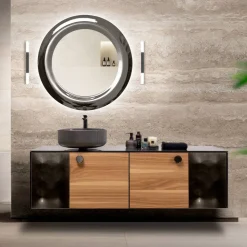 Mobile Bagno Sospeso 160 cm in Vetro 8 mm Temperato e Rovere Europeo - Excelsior