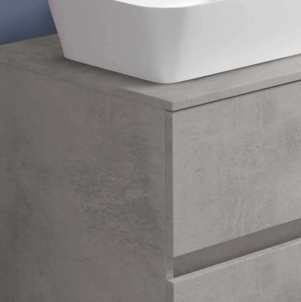 Mobile Bagno Sospeso con Lavabo da Appoggio Rettangolare, Design Moderno - Dumbo