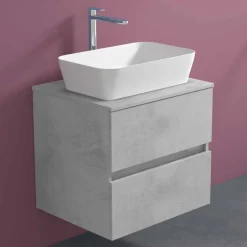 Mobile Bagno Sospeso con Lavabo da Appoggio Rettangolare, Design Moderno - Dumbo