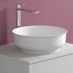 Mobile Bagno Sospeso con Lavabo da Appoggio Rotondo, Design Moderno - Dumbo