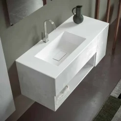 Mobile Bagno Sospeso e Lavabo Integrato, Design Moderno in 4 Finiture - Pistillo