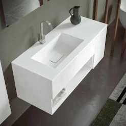 Mobile Bagno Sospeso e Lavabo Integrato, Design Moderno in 4 Finiture - Pistillo