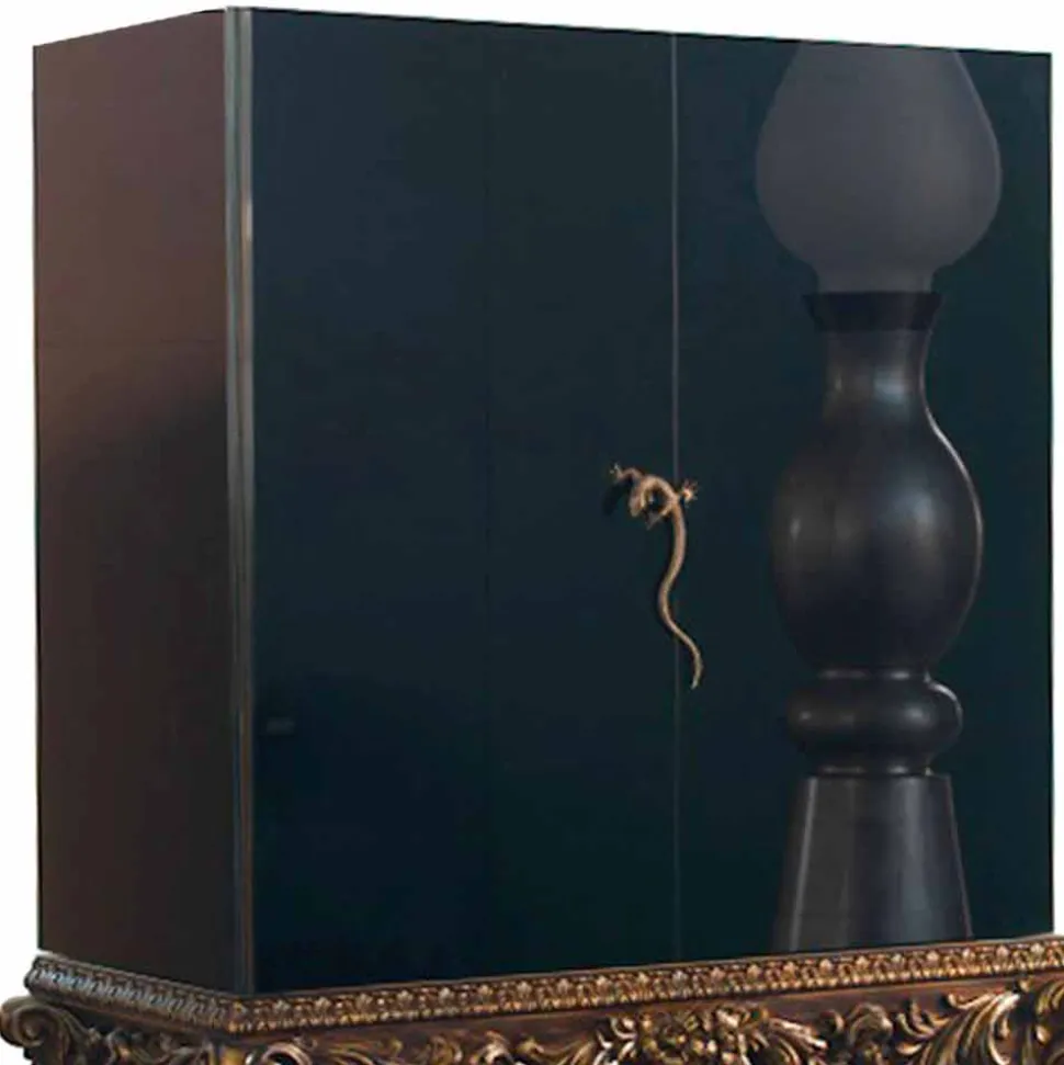 Mobile con base legno intagliata design di lusso, made in Italy, Sam