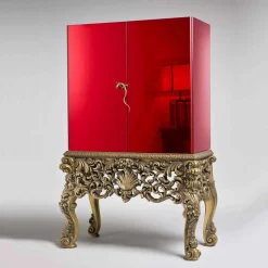 Mobile con base legno intagliata design di lusso, made in Italy, Sam