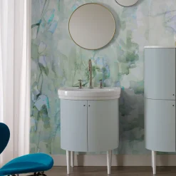 Mobile con Lavabo in Ceramica e 2 Ante Color Celeste - Candy