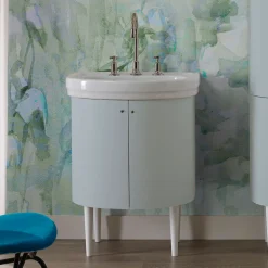 Mobile con Lavabo in Ceramica e 2 Ante Color Celeste - Candy