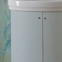 Mobile con Lavabo in Ceramica e 2 Ante Color Celeste - Candy
