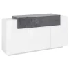 Mobile Credenza 4 Ante Legno Bianco e Antracite, Cemento o Acero - Therese