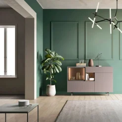 Mobile Credenza da Ingresso o Salotto in Legno Ecologico e Vetro Lusso - Bruno