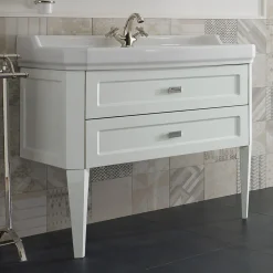 Mobile da Bagno con Due Cassetti e Lavabo in Ceramica Made in Italy - Rome