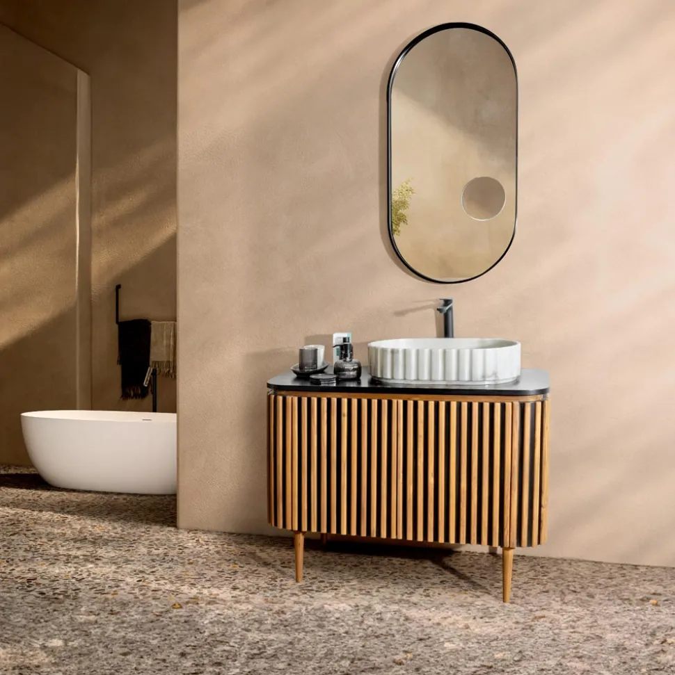 Mobile da Bagno in Teak Massello e Mogano Realizzato a Mano - Heliconia
