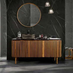 Mobile da Bagno in Teak Massello e Mogano Realizzato a Mano - Heliconia