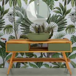 Mobile da Bagno in Teak Naturale con 2 Cassetti in Mogano Verde - Hamadou