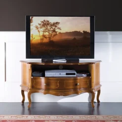 Mobile Porta Tv Classico in Legno Noce Intarsiato Made in Italy - Leonor
