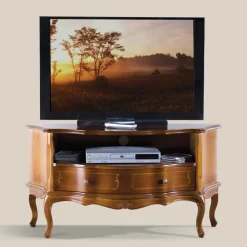 Mobile Porta Tv Classico in Legno Noce Intarsiato Made in Italy - Leonor