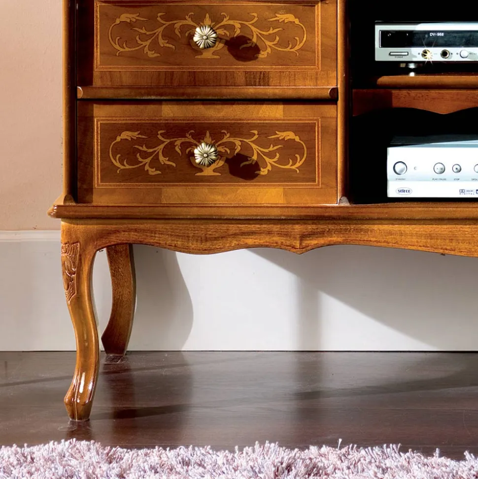 Mobile Porta Tv Classico in Legno Noce 4 Cassetti Made in Italy - Prince
