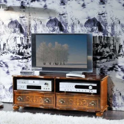Mobile Porta Tv Classico in Legno di Noce di Lusso Made in Italy - Prince