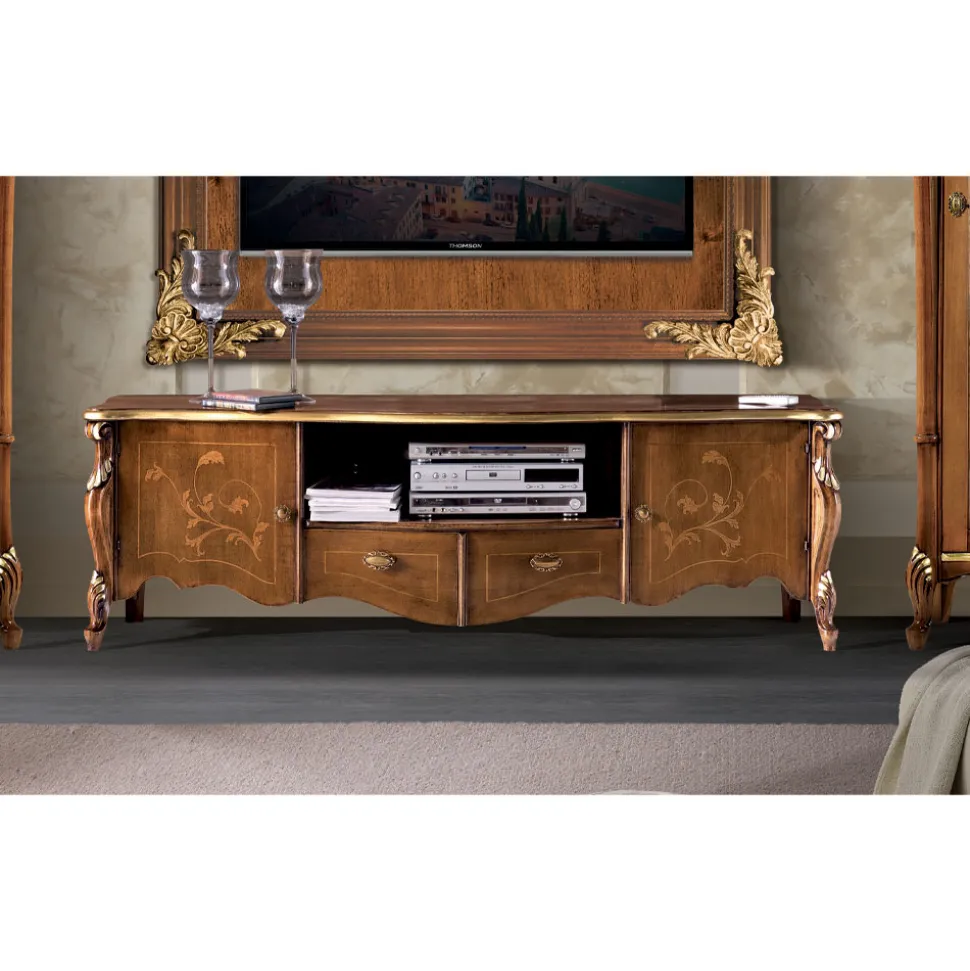 Mobile Porta Tv con 2 Ante e 2 Cassetti in Legno Made in Italy - Caligola