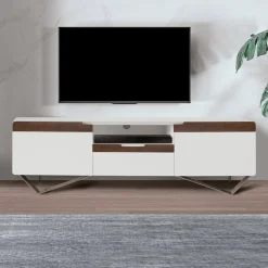 Mobile Porta TV con 2 Ante in Finitura Canaletto e Bianco Made in Italy - Kari