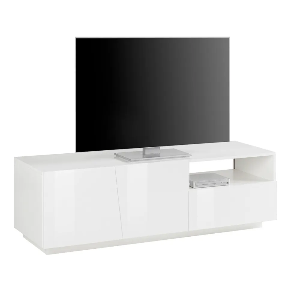 Mobile Porta Tv con 2 Ante, un Cassetto e Vano a Giorno Made in Italy - Popilio