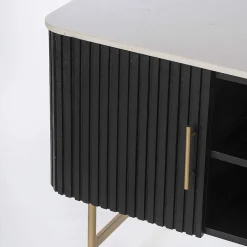 Mobile Porta Tv con Piano in Marmo e Struttura in Legno di Mango - Pescatore