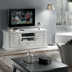 Mobile Porta Tv con 2 Vani a Giorno e 2 Ante in Laccato Bianco Made in Italy - Atai