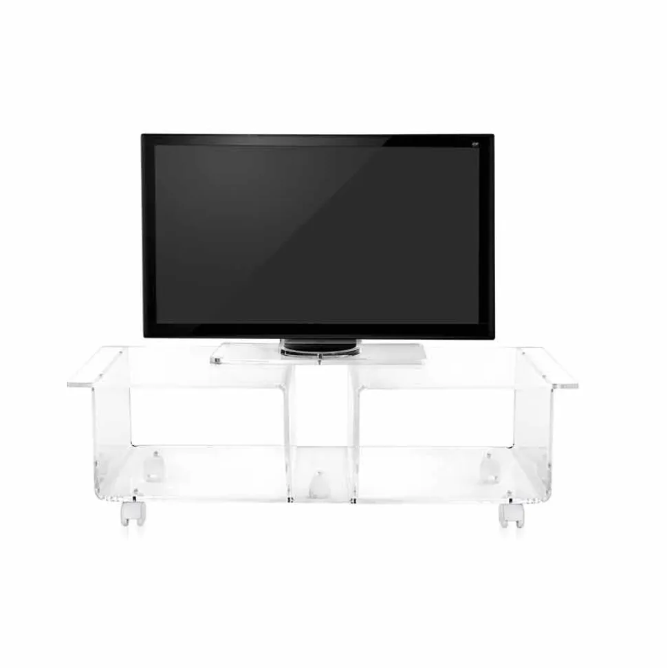 Mobile porta tv design moderno in plexiglass trasparente Mago Double