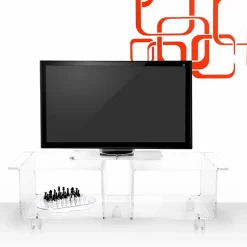 Mobile porta tv design moderno in plexiglass trasparente Mago Double