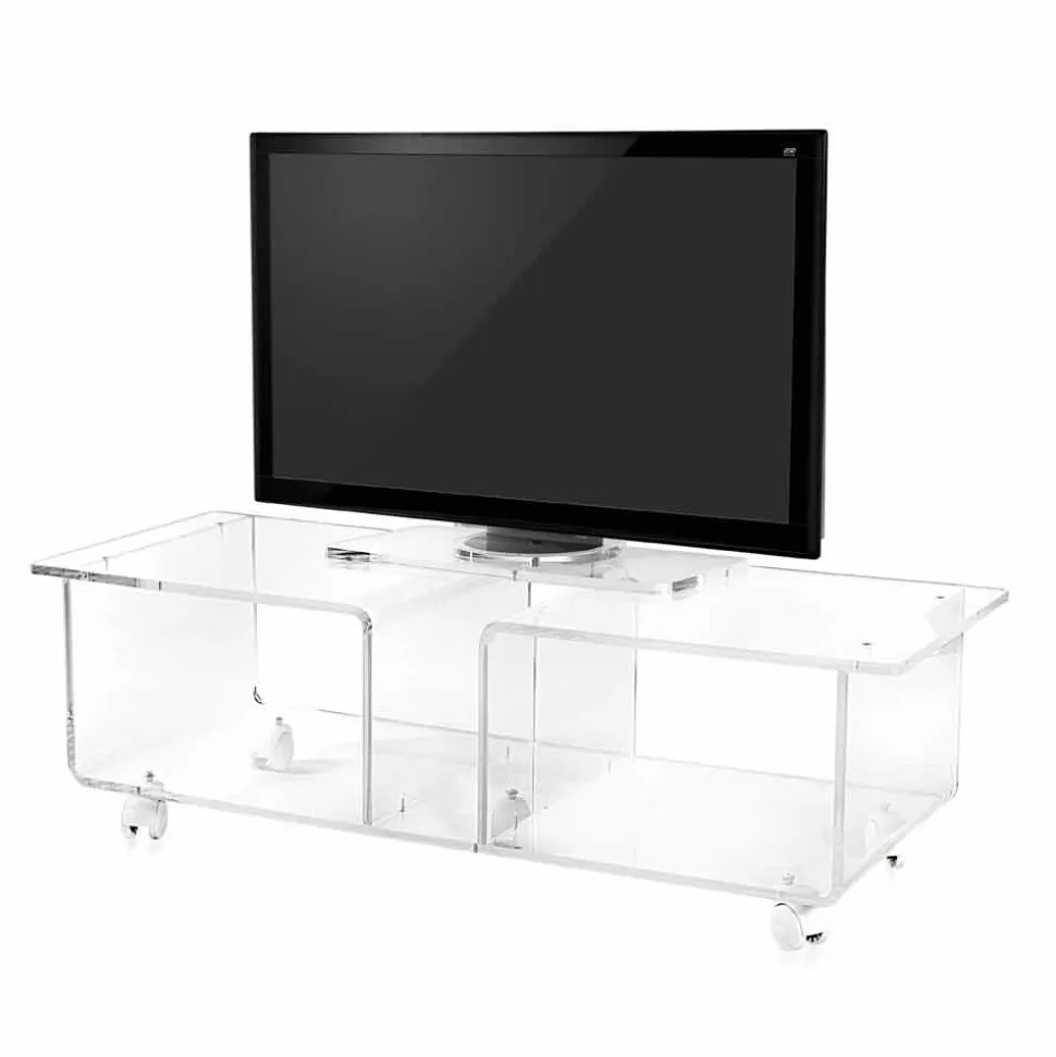 Mobile porta tv design moderno in plexiglass trasparente Mago Double