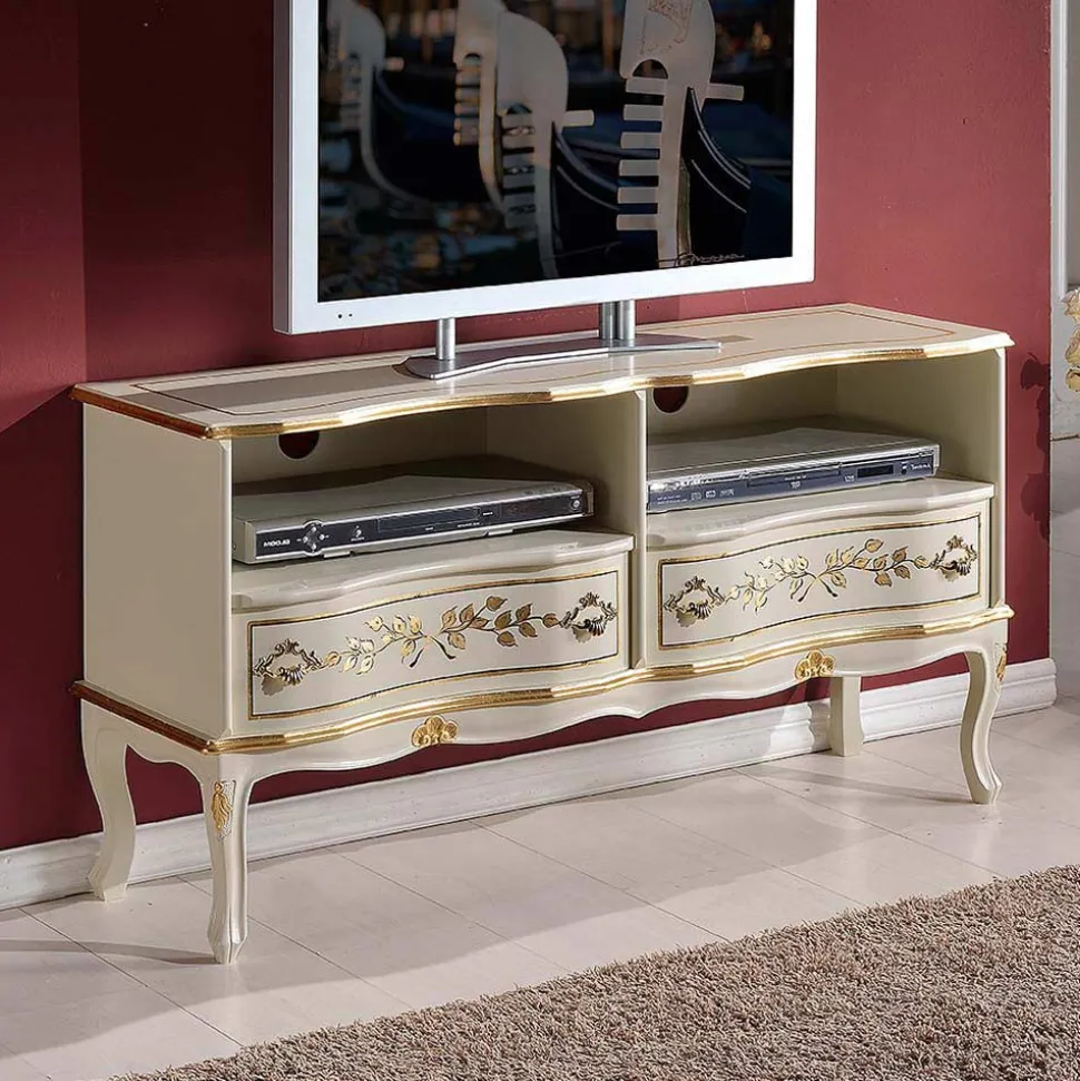 Mobile Porta Tv in Legno 2 Cassetti Stile Classico Made in Italy - Prince
