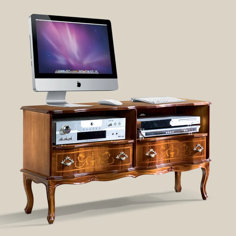 Mobile Porta Tv in Legno 2 Cassetti Stile Classico Made in Italy - Prince