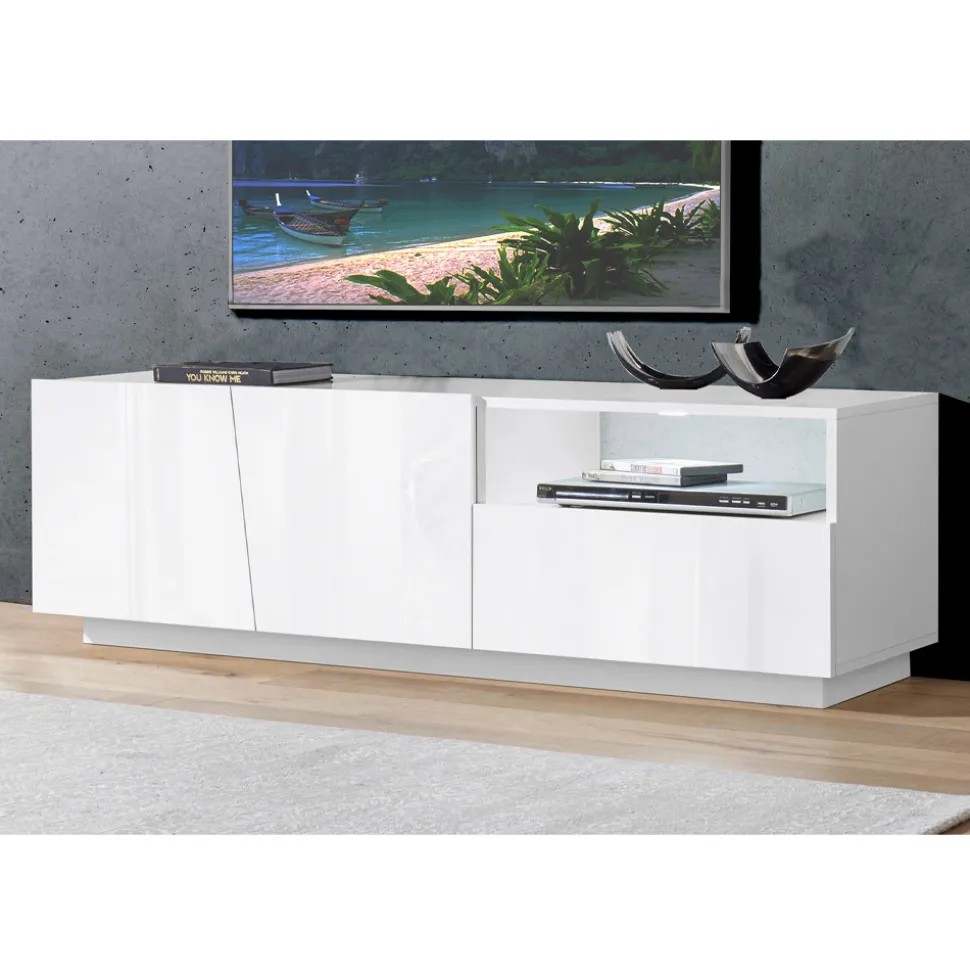Mobile Porta Tv in Legno Design 2 Ante 1 Cassetto e Vano a Giorno - Joris