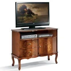 Mobile Porta Tv in Legno di Noce Stile Classico Made in Italy - Elegant