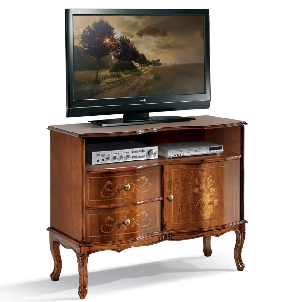 Mobile Porta Tv in Legno di Noce Stile Classico Made in Italy - Elegant