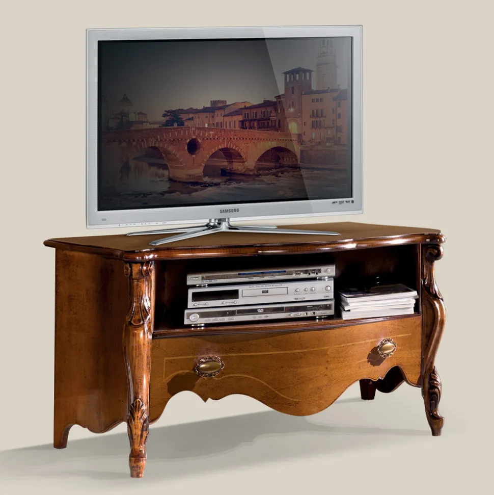 Mobile Porta Tv in Legno Noce Bassano con Cassetto Made in Italy - Commodo