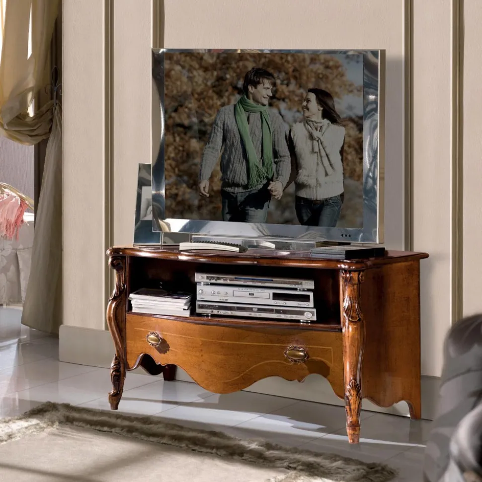 Mobile Porta Tv in Legno Noce Bassano con Cassetto Made in Italy - Commodo