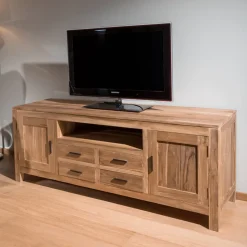 Mobile Porta Tv in Teak Massello con 2 Ante e 4 Cassetti - Kendo