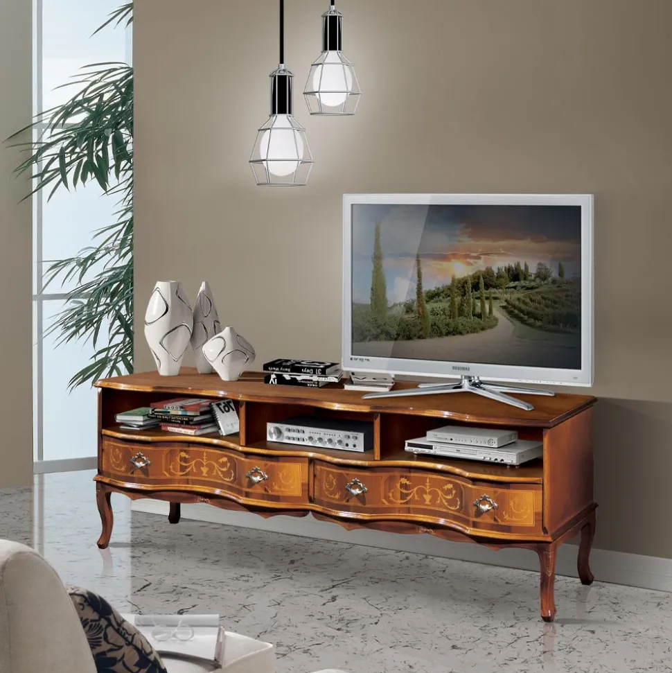 Mobile Porta Tv Legno Classico con Vani e Cassetti Made in Italy - Prince