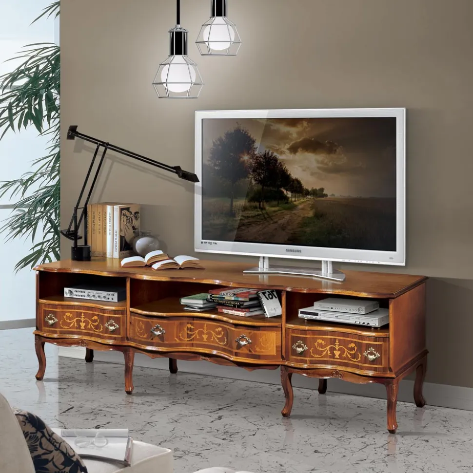 Mobile Porta Tv Legno Classico con Vani e Cassetti Made in Italy - Prince