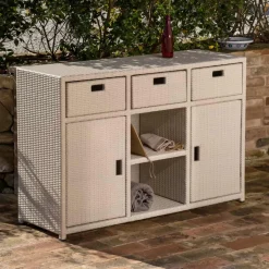 Mobiletto da Giardino in Polyrattan Intrecciato a Mano – Zoltan