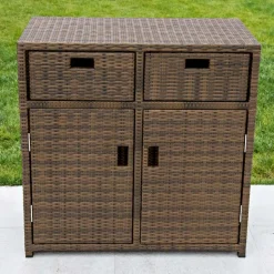 Mobiletto da Giardino in Polyrattan Intrecciato a Mano – Zoltan
