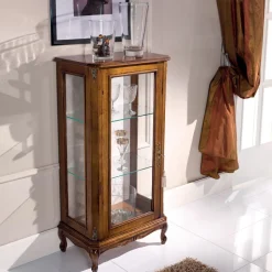 Mobile Vetrina da Soggiorno in Legno Noce Bassano  Made in Italy - Ronald