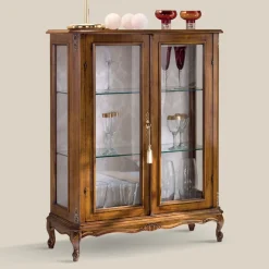 Mobile Vetrina da Soggiorno in Legno Noce Bassano  Made in Italy - Ronald