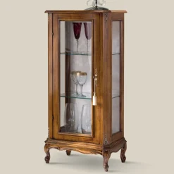 Mobile Vetrina da Soggiorno in Legno Noce Bassano  Made in Italy - Ronald