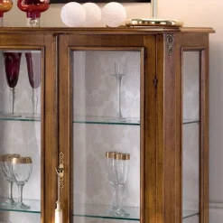 Mobile Vetrina da Soggiorno in Legno Noce Bassano  Made in Italy - Ronald