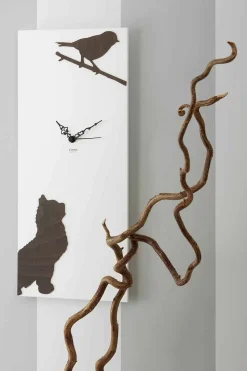 Orologio a Muro Bianco con Decori di Animali in Legno Design Moderno - Suspense